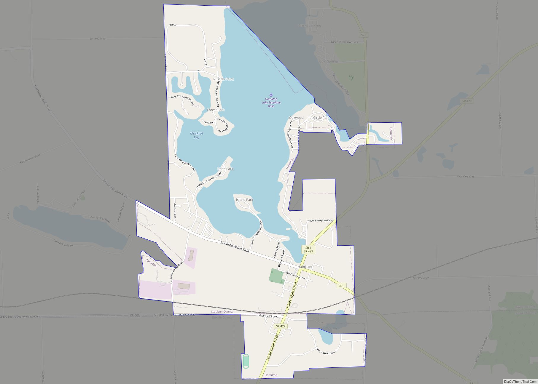 Map of Hamilton town, Indiana