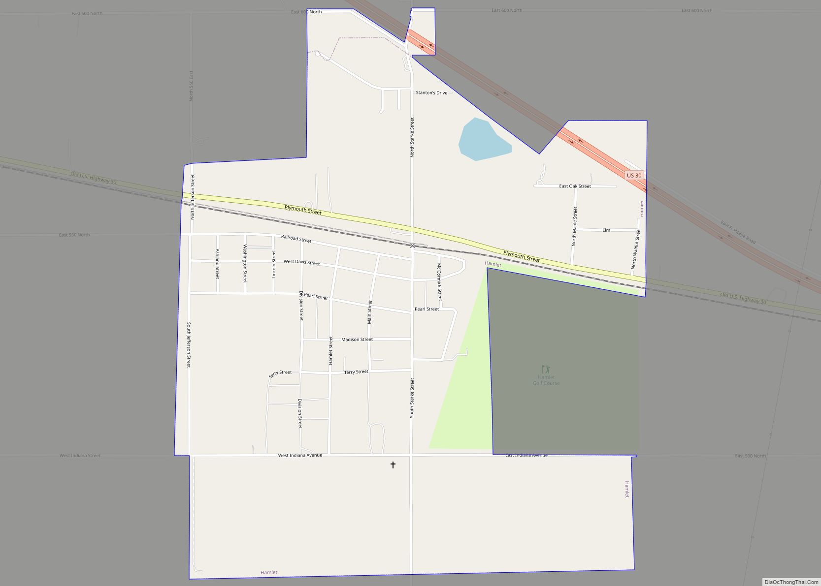 Map of Hamlet town, Indiana