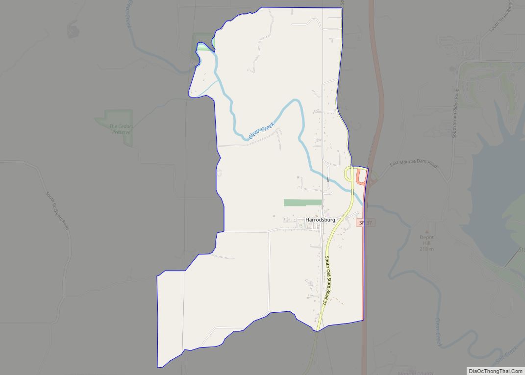 Map of Harrodsburg CDP, Indiana