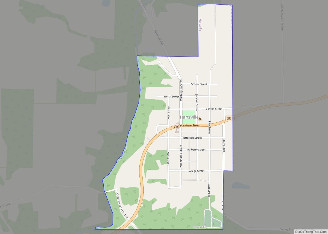 Map of Hartsville town, Indiana