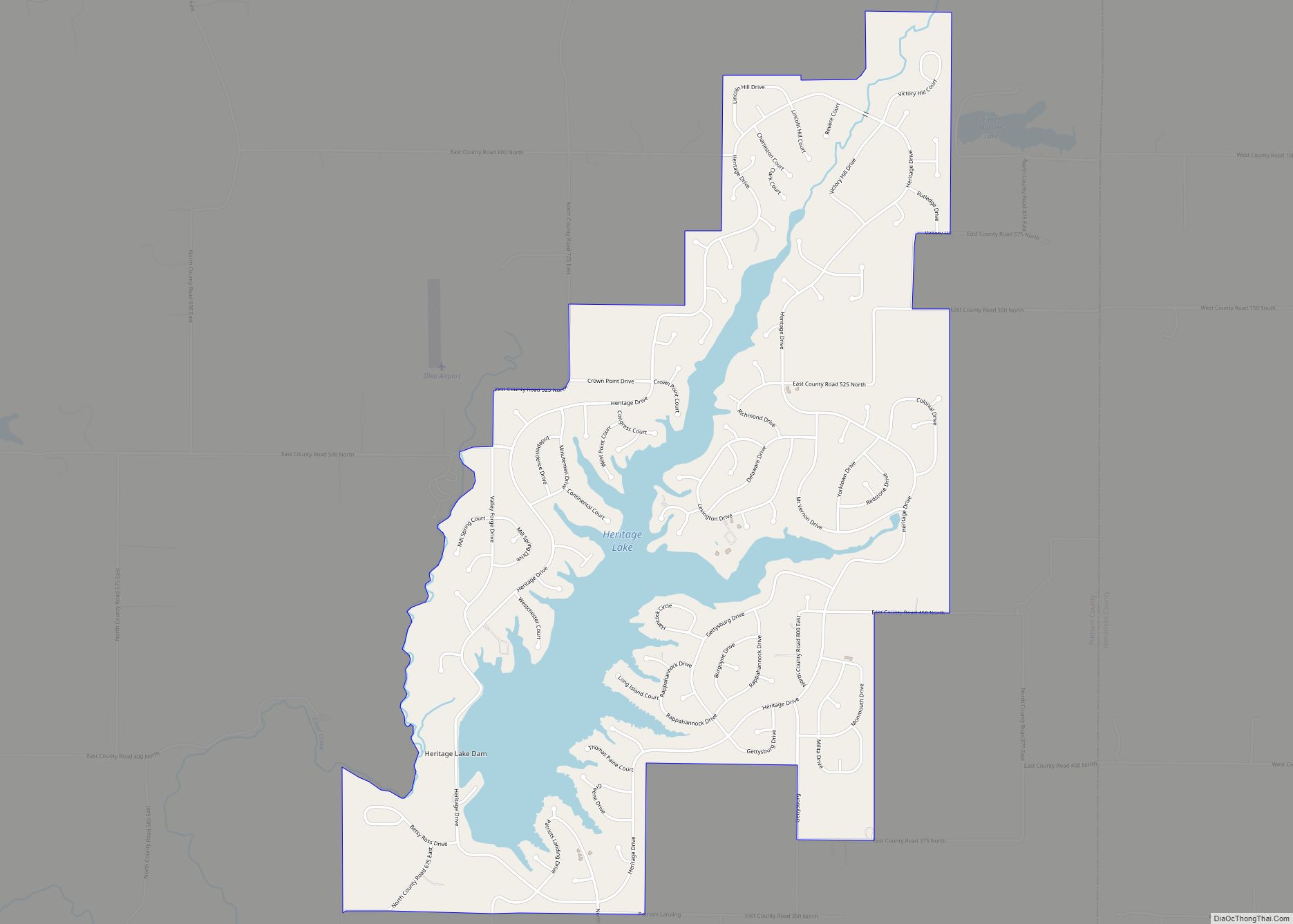 Map of Heritage Lake CDP, Indiana