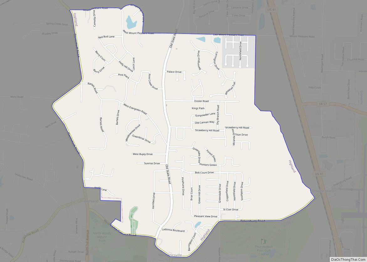 Map of Highland CDP, Indiana