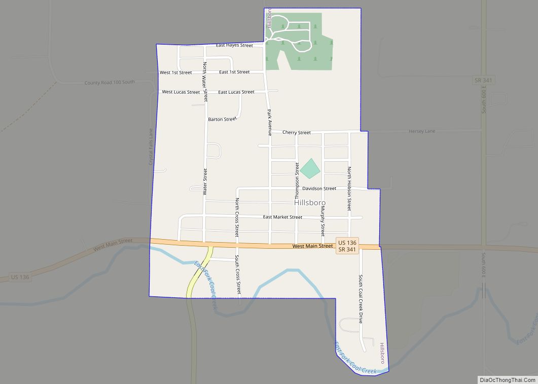 Map of Hillsboro town, Indiana