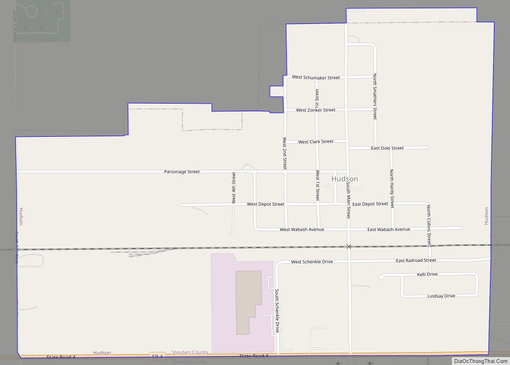 Map of Hudson town, Indiana