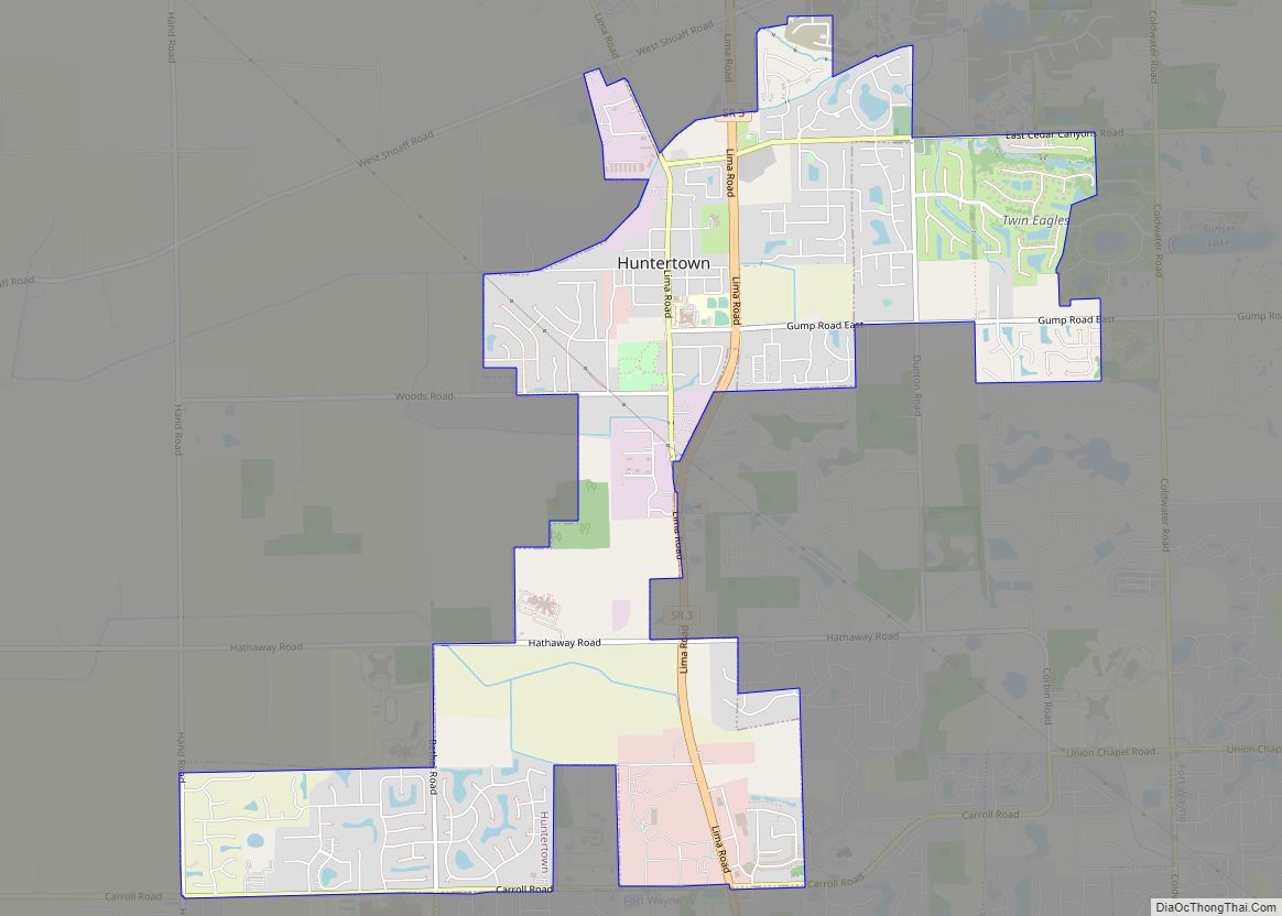 Map of Huntertown town