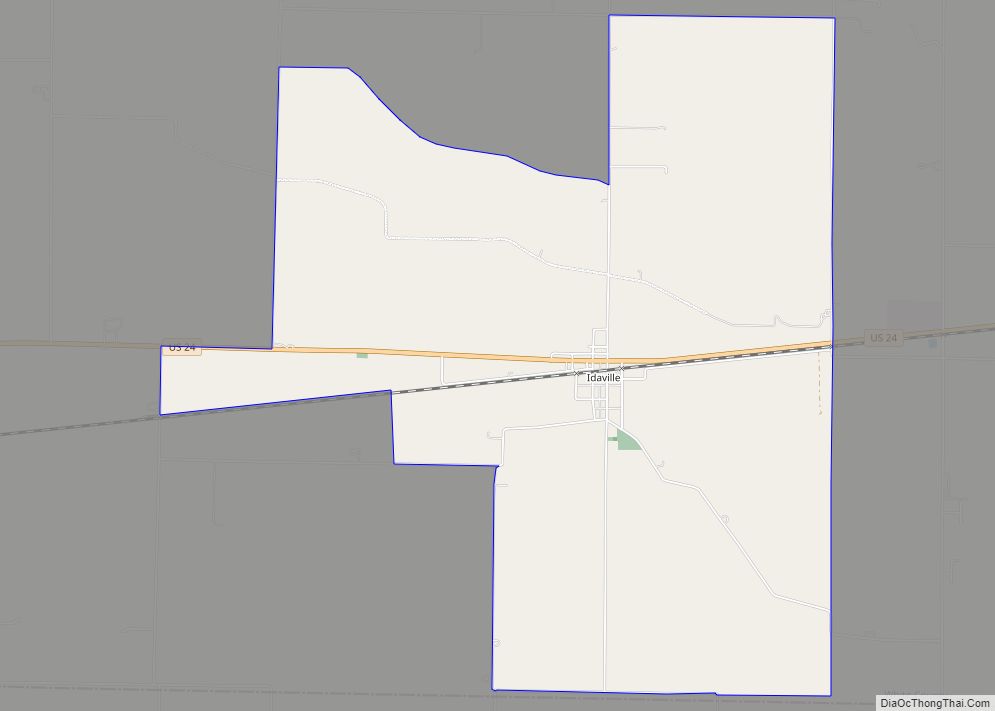 Map of Idaville CDP, Indiana