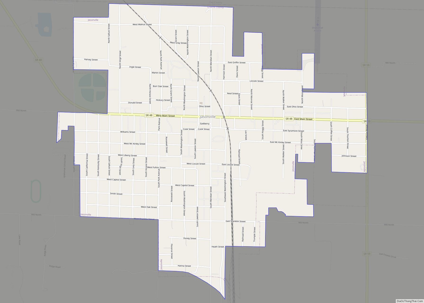 Map of Jasonville city