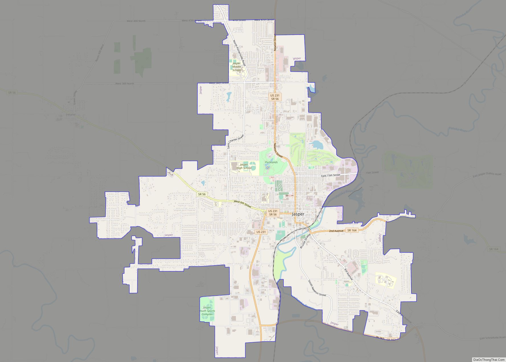 Map of Jasper city, Indiana