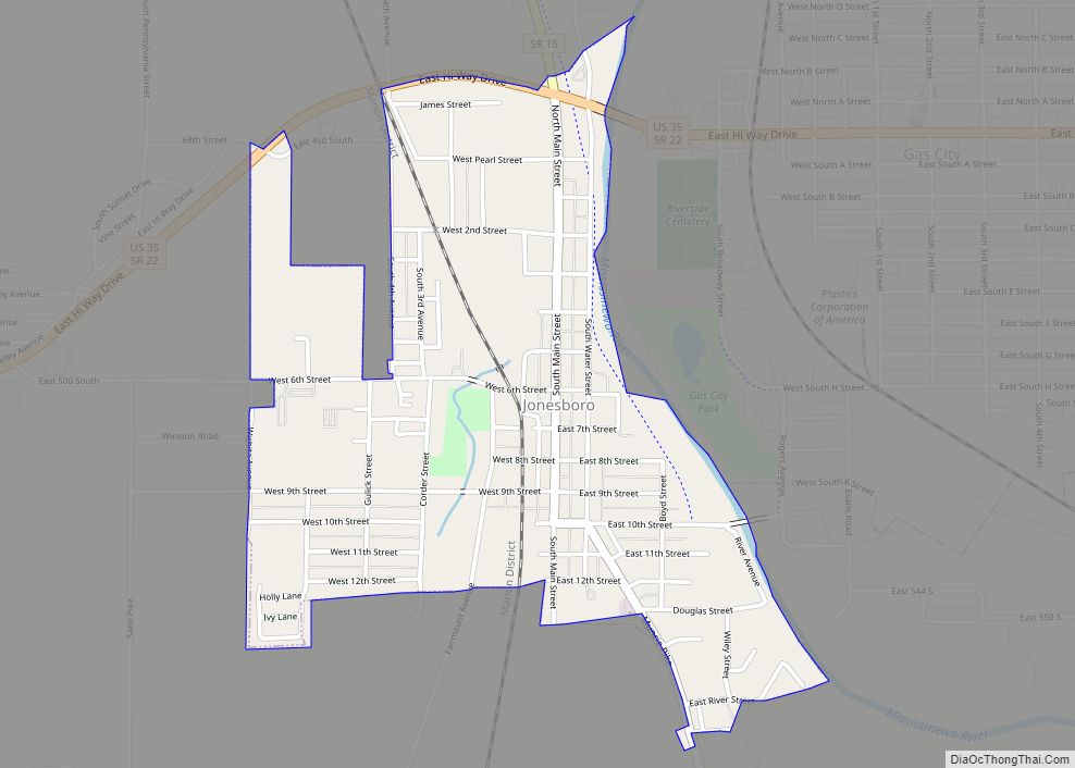 Map of Jonesboro city, Indiana