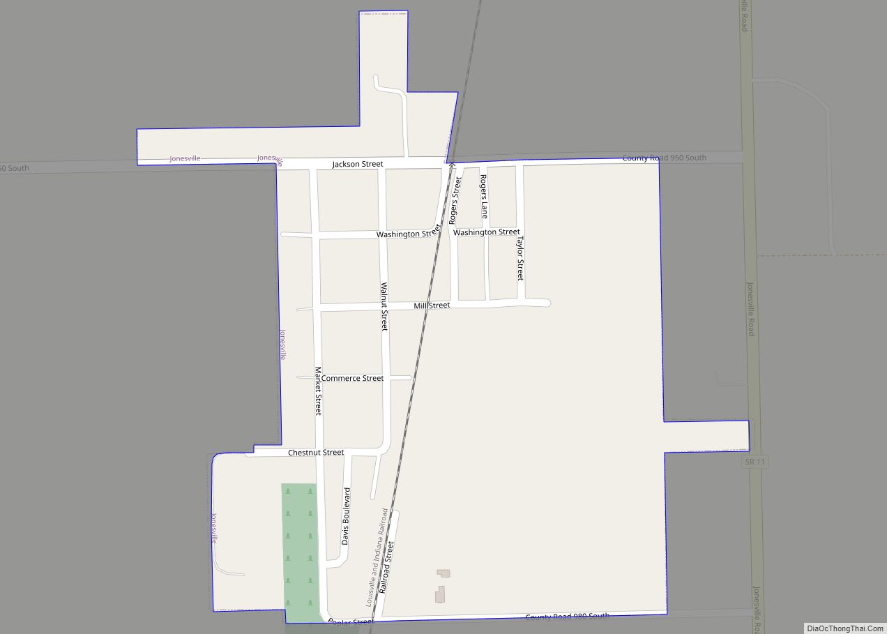 Map of Jonesville town, Indiana