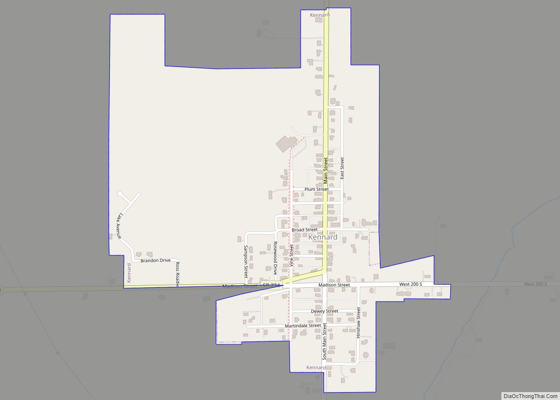 Map of Kennard town, Indiana