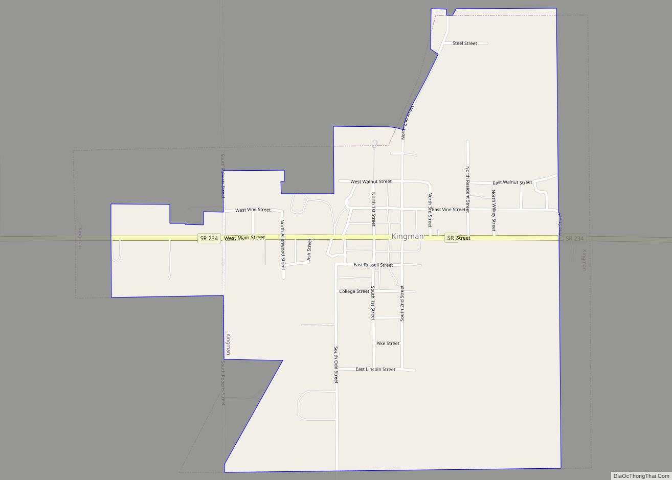 Map of Kingman town, Indiana