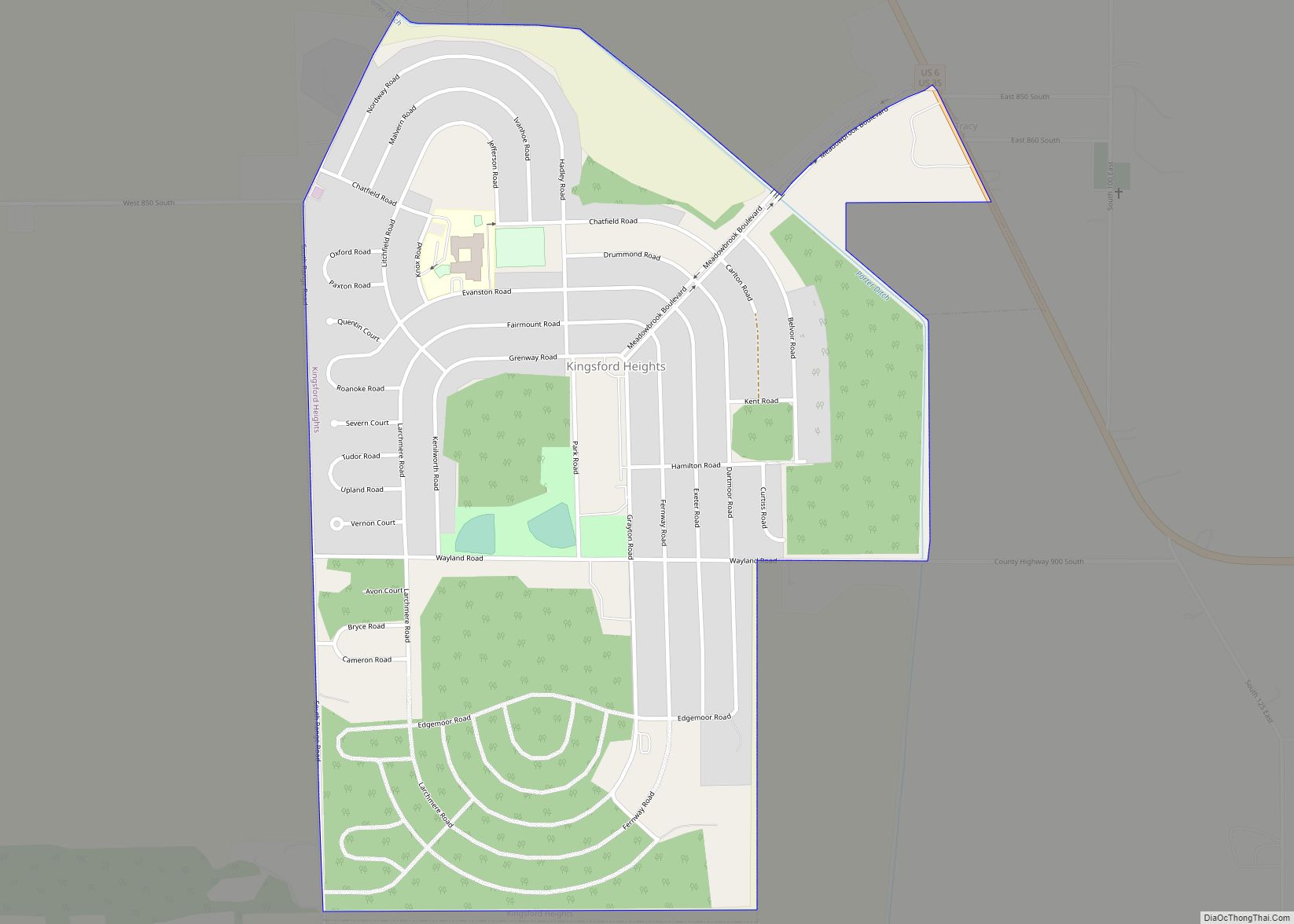 Map of Kingsford Heights town