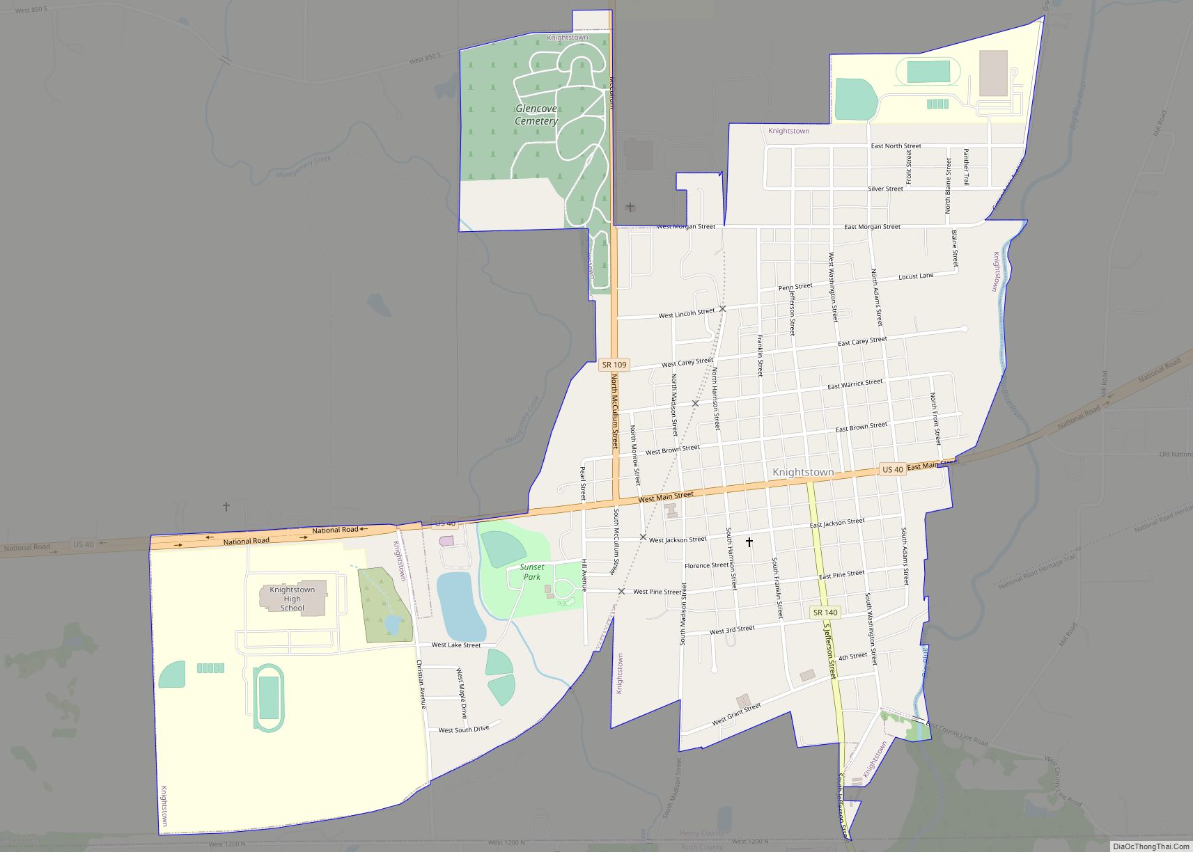 Map of Knightstown town