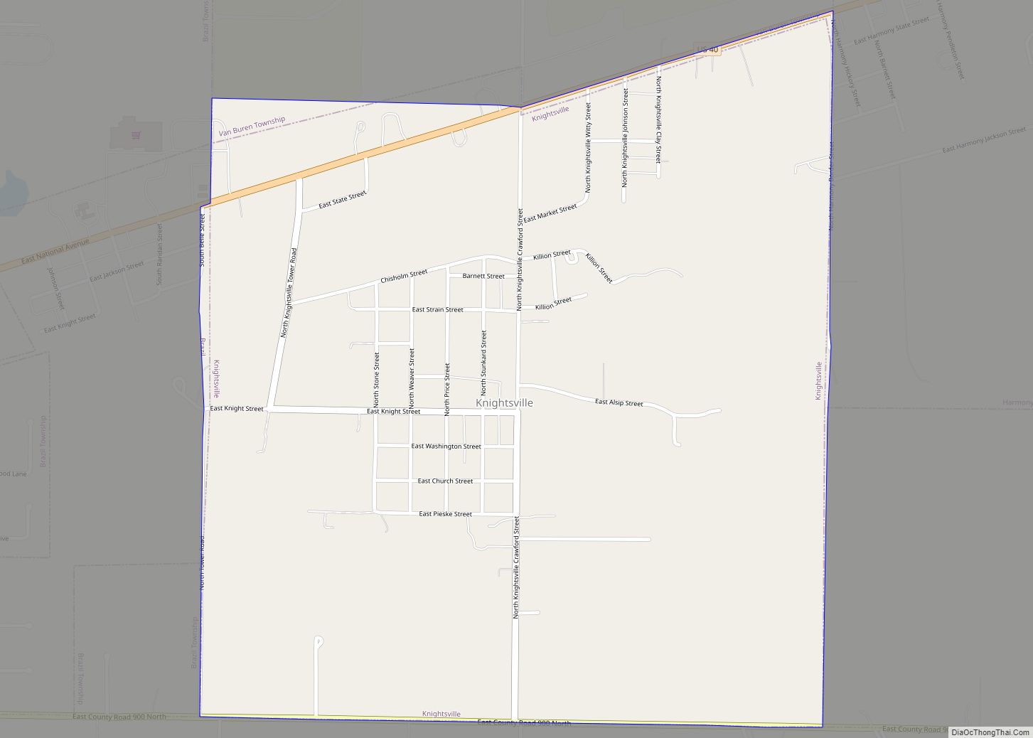 Map of Knightsville town