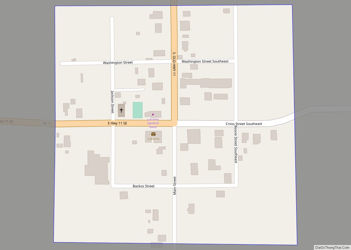 Map of Laconia town, Indiana