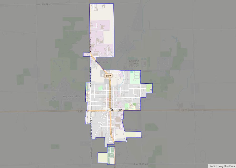 Map of Lagrange town, Indiana