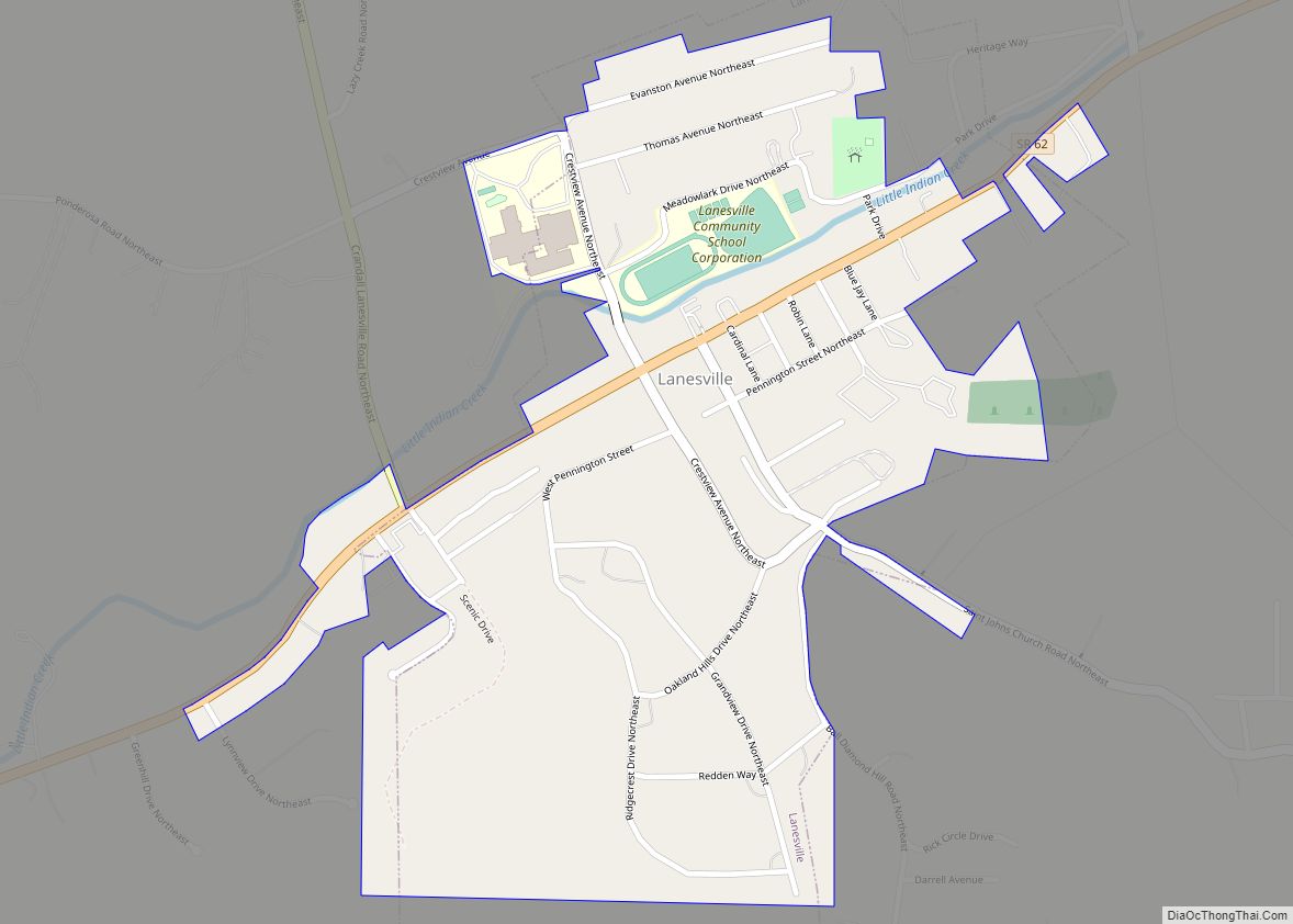 Map of Lanesville town