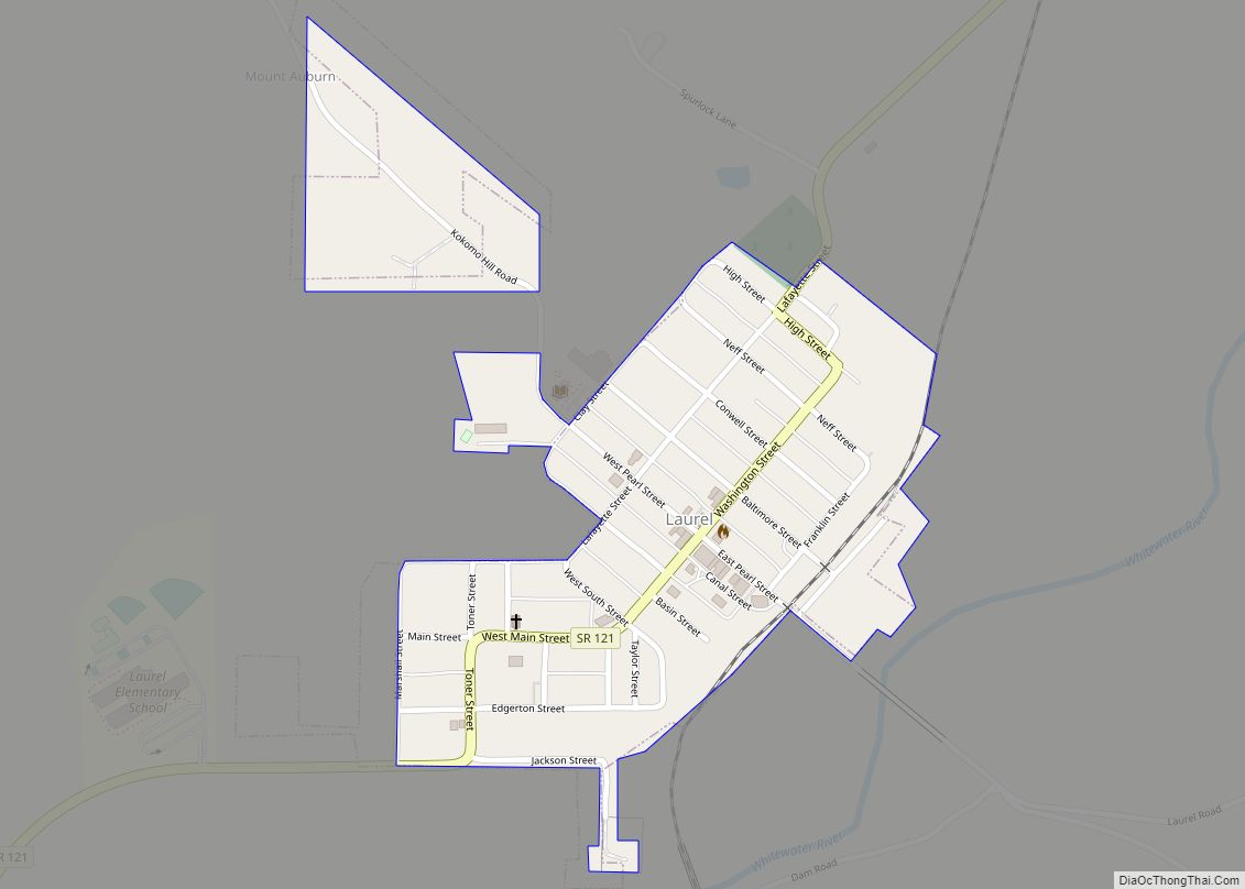 Map of Laurel town, Indiana