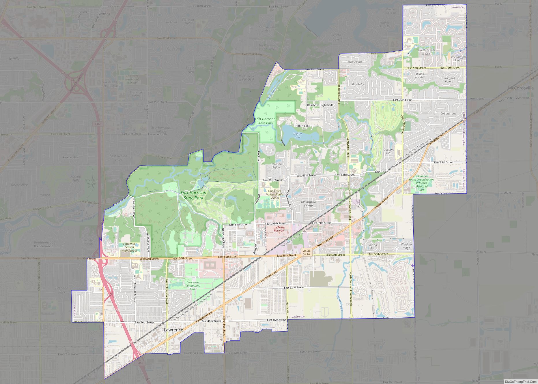 Map of Lawrence city, Indiana