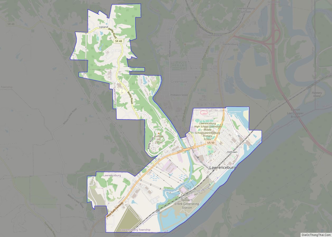 Map of Lawrenceburg city, Indiana