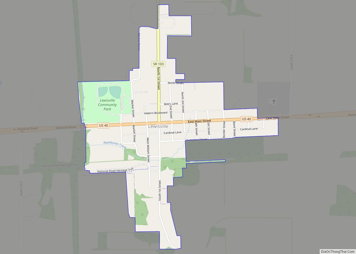 Map of Lewisville town, Indiana