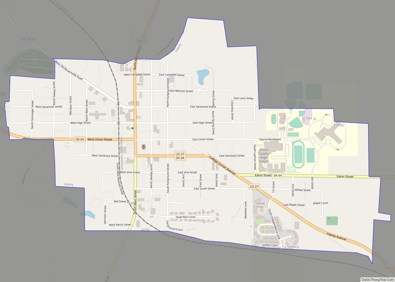 Map of Liberty town, Indiana