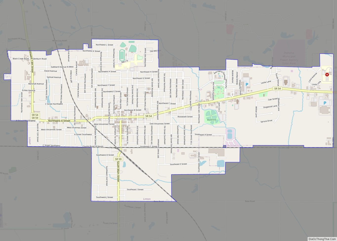 Map of Linton city, Indiana