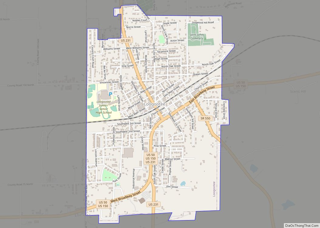 Map of Loogootee city