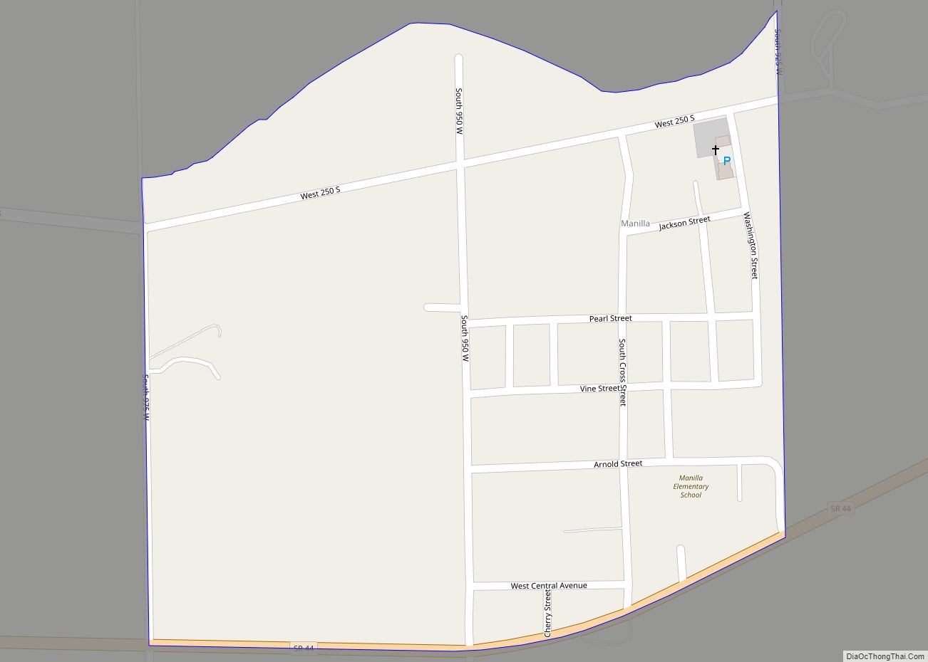 Map of Manilla CDP, Indiana