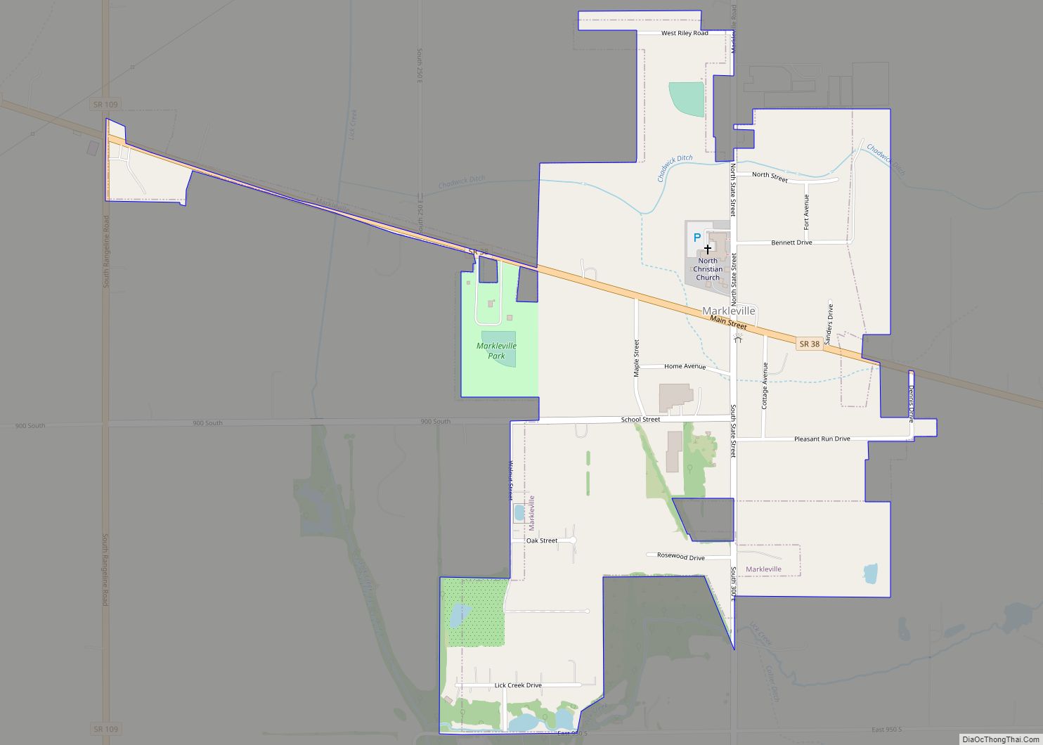 Map of Markleville town