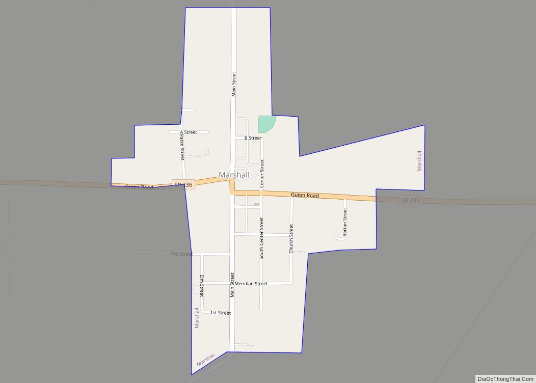 Map of Marshall town, Indiana