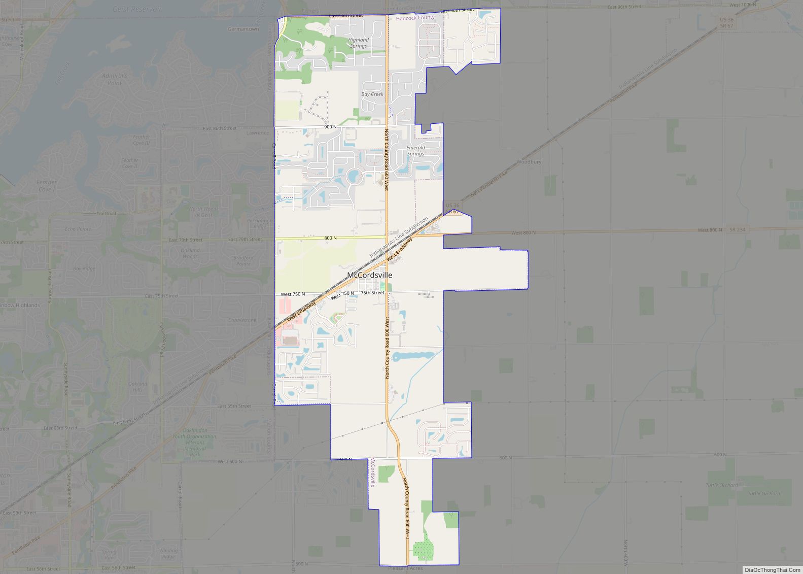 Map of McCordsville town