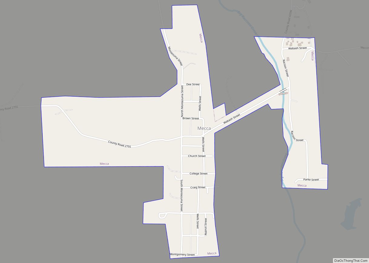 Map of Mecca town, Indiana