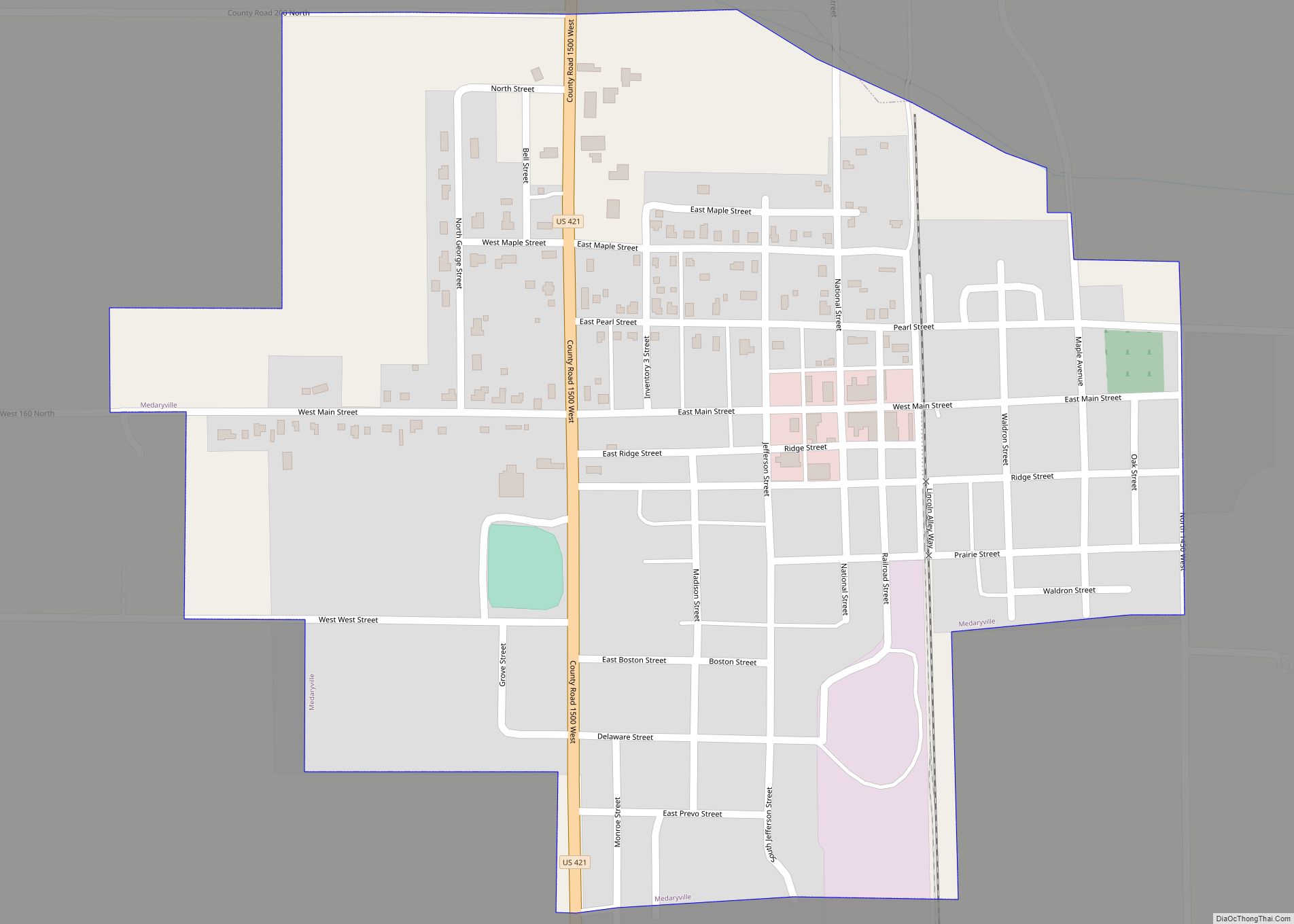 Map of Medaryville town