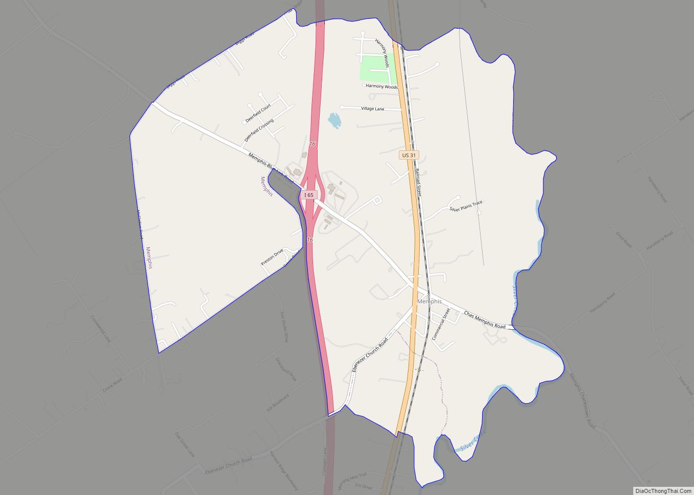 Map of Memphis CDP, Indiana