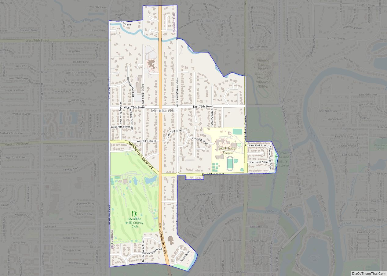 Map of Meridian Hills town