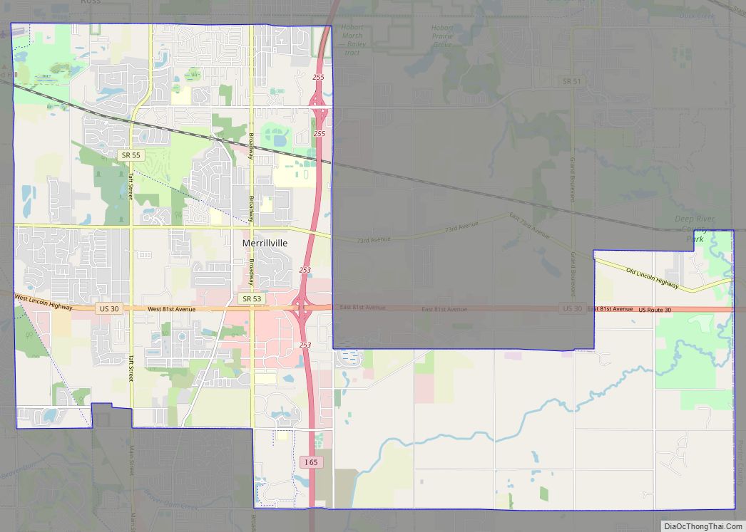 Map of Merrillville town