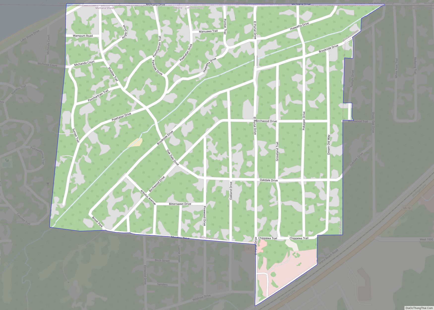 Map of Michiana Shores town