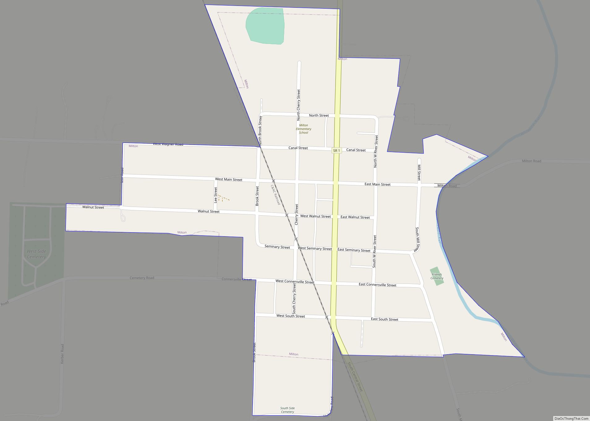 Map of Milton town, Indiana