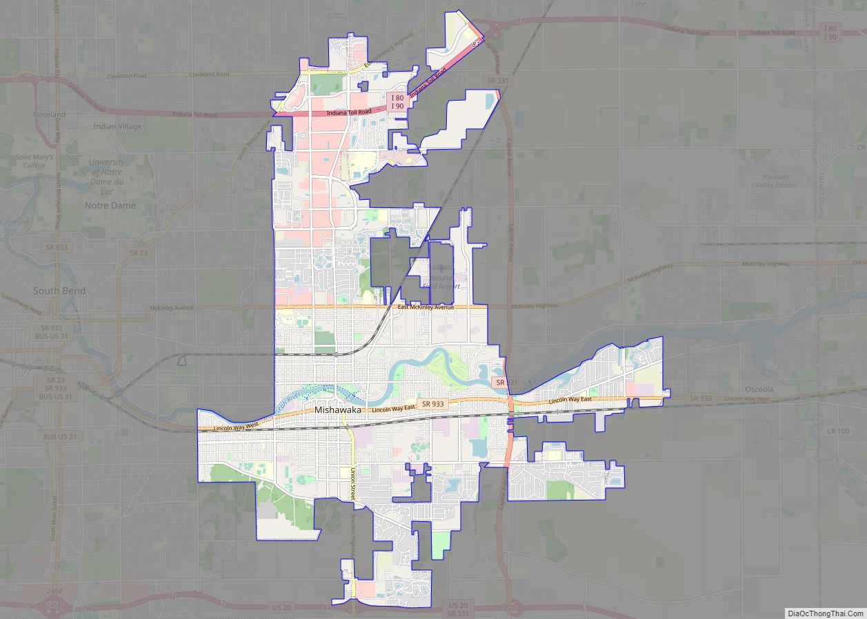 Map of Mishawaka city