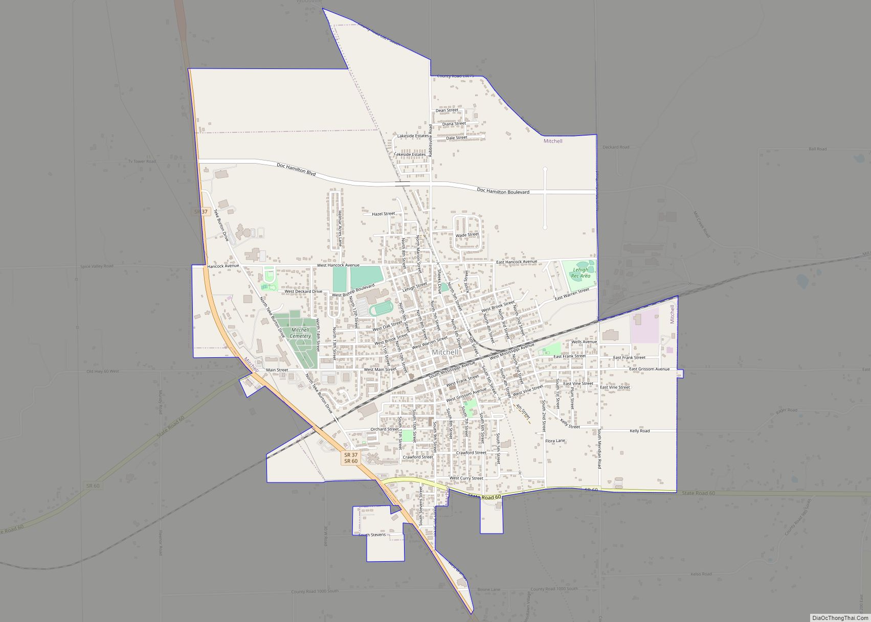 Map of Mitchell city, Indiana