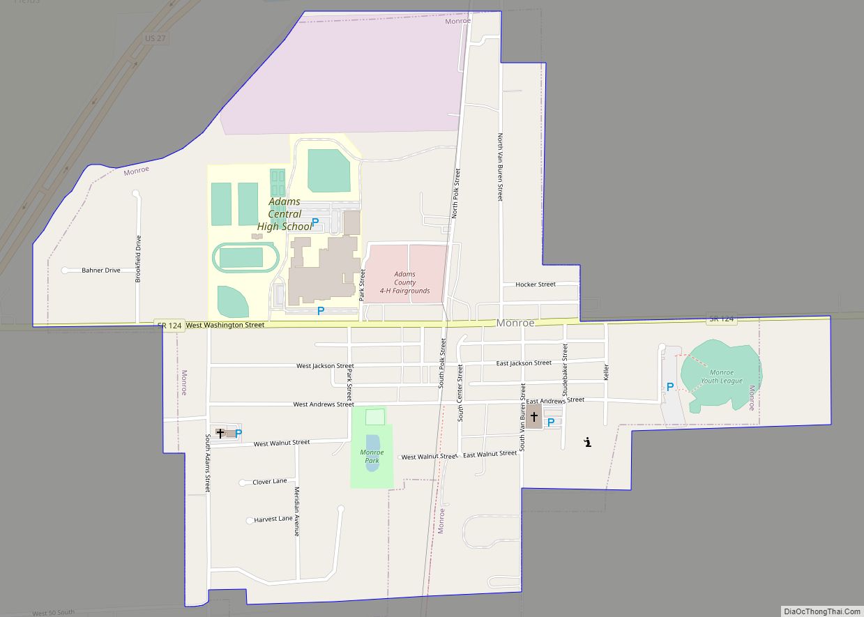 Map of Monroe town, Indiana