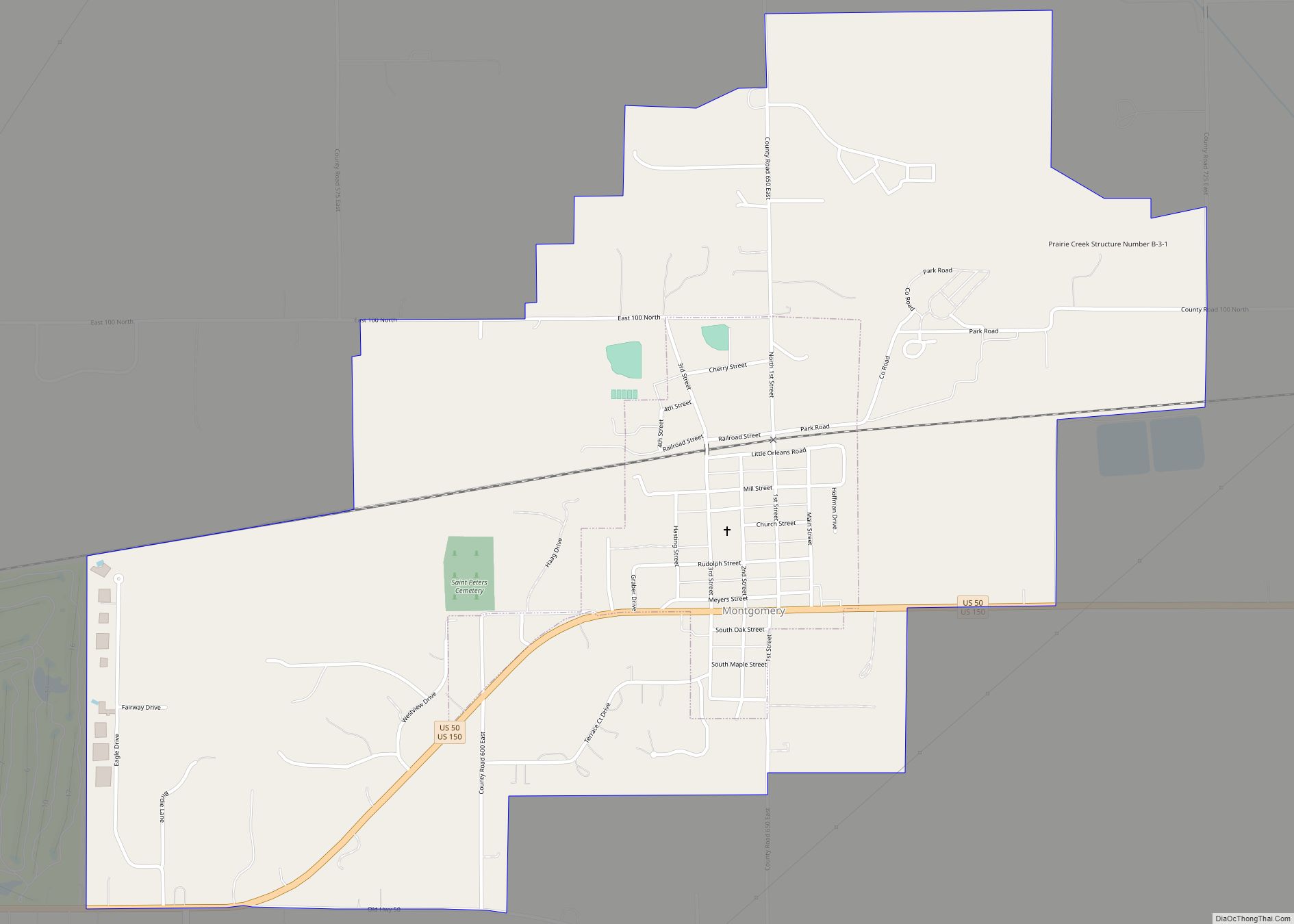 Map of Montgomery town, Indiana