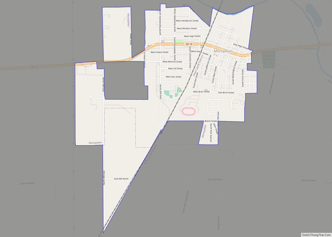 Map of Montpelier city, Indiana