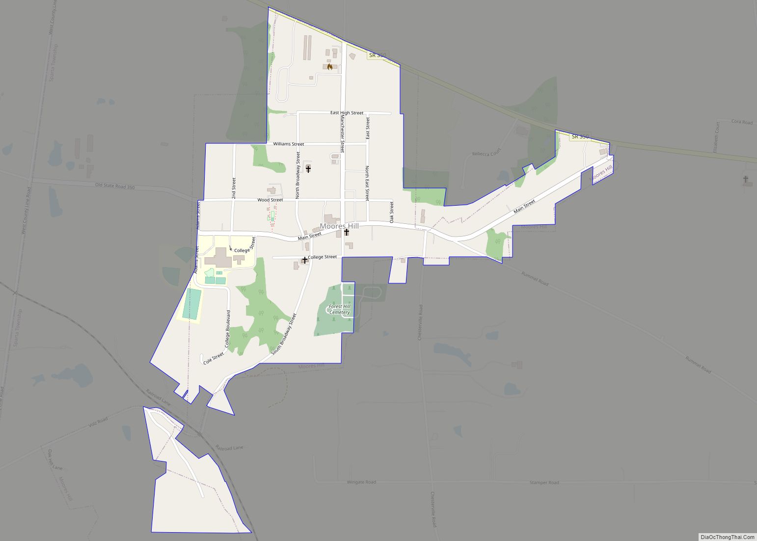 Map of Moores Hill town