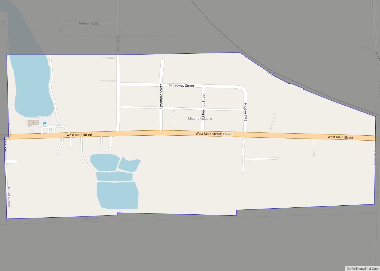 Map of Mount Auburn town, Indiana