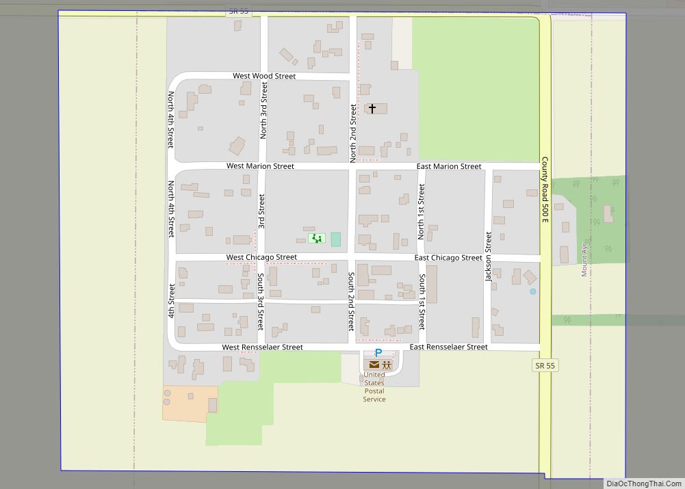 Map of Mount Ayr town, Indiana