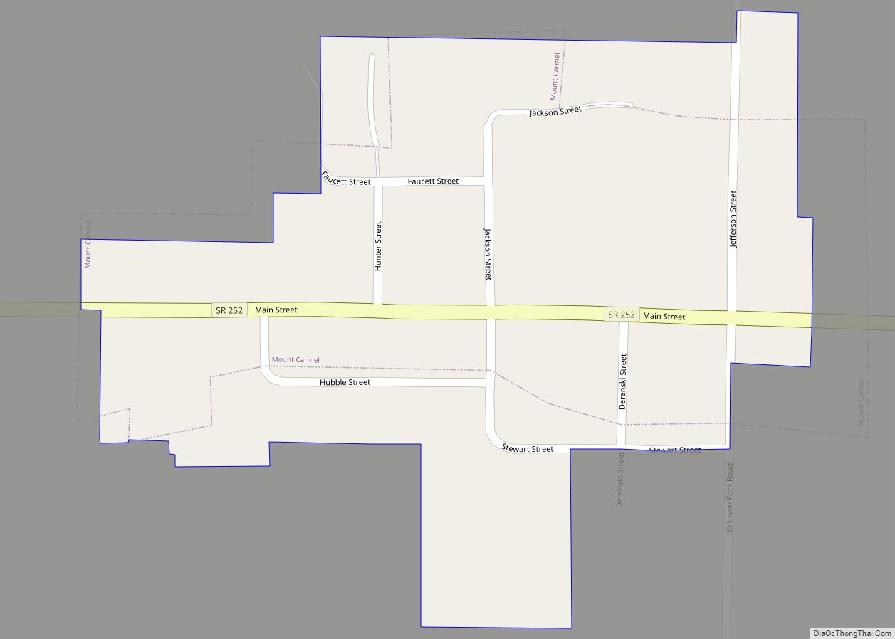 Map of Mount Carmel town, Indiana