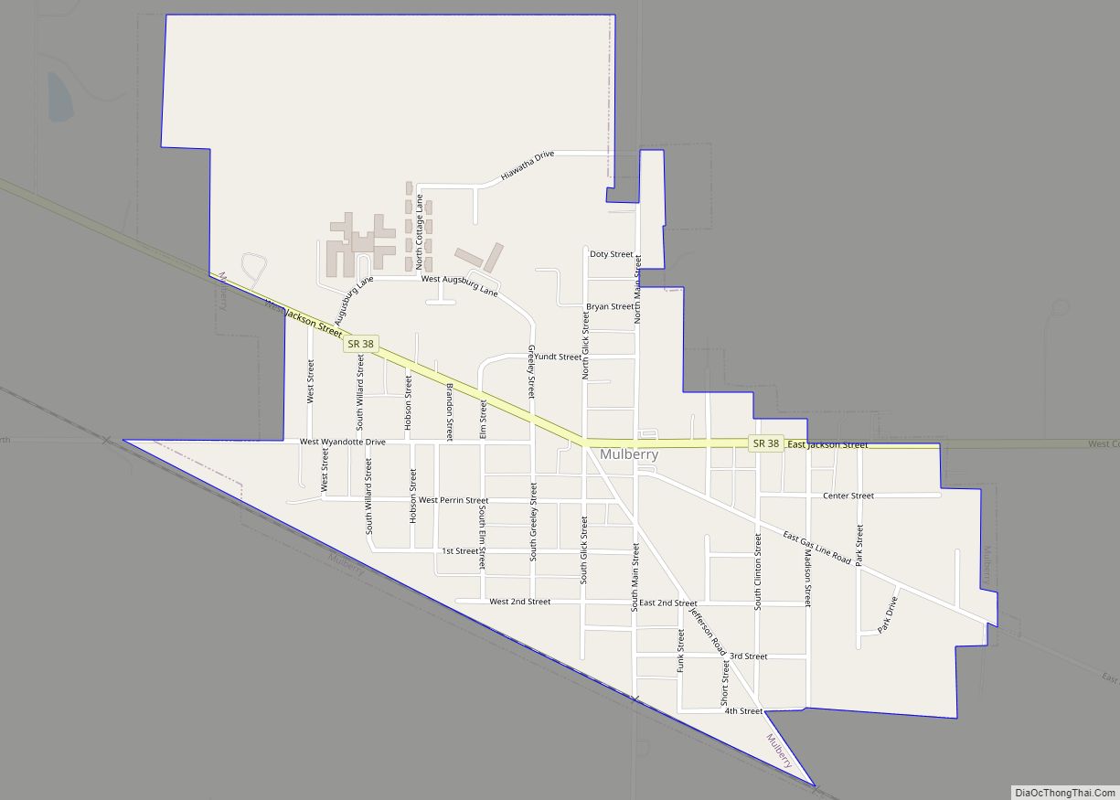 Map of Mulberry town, Indiana